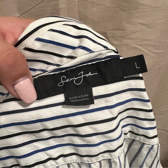 Sean John Black Blue White Stripe Button Down - Picture 5 of 5